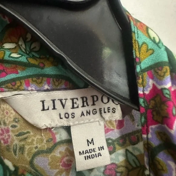 Liverpool High Neck Paisley Print Sleeveless Blouse Size Medium Keyhole Detail - Picture 4 of 8